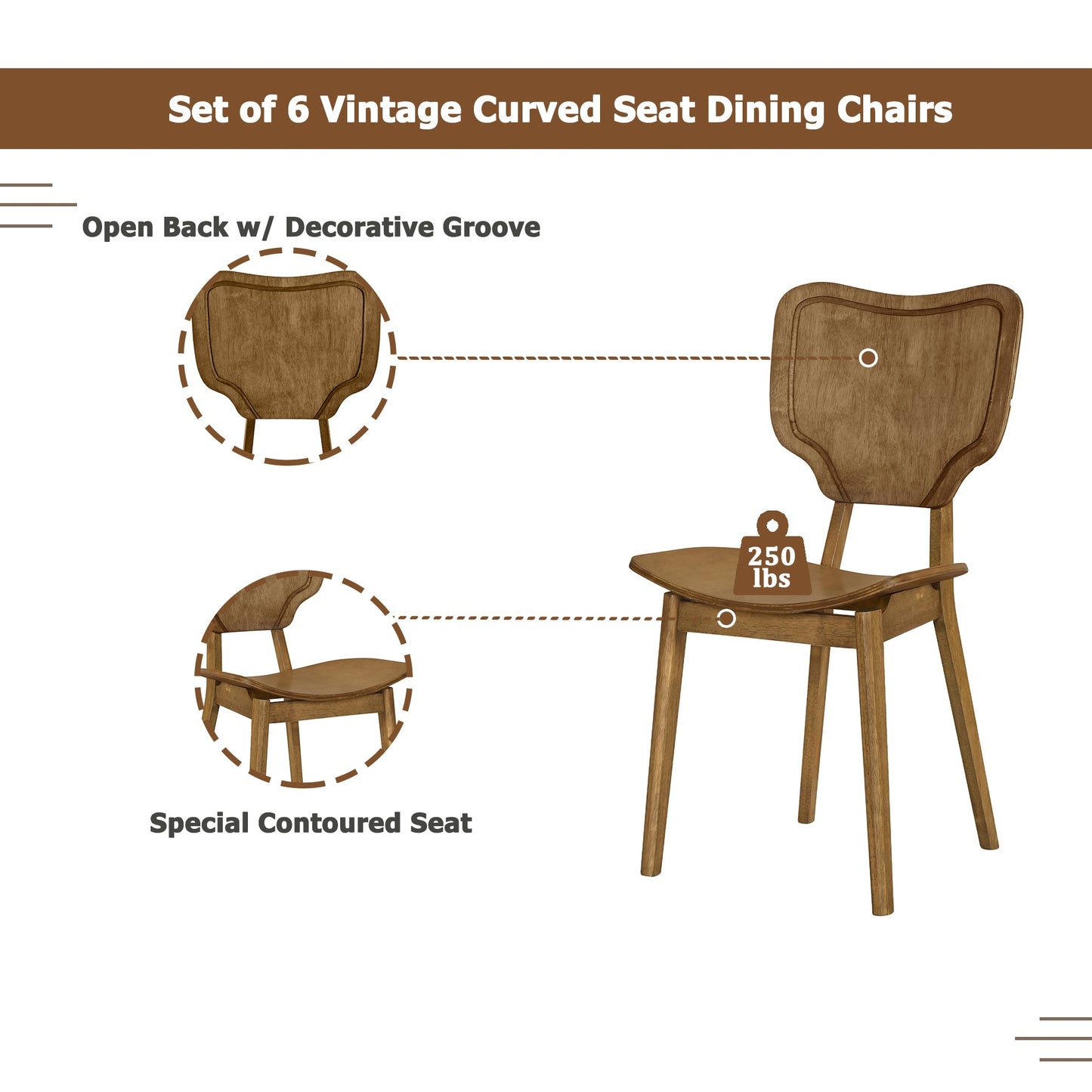 Vintage 7-Piece Dining Table Set with 6 Dining Chairs,Kitchen Table - Festival Furnish