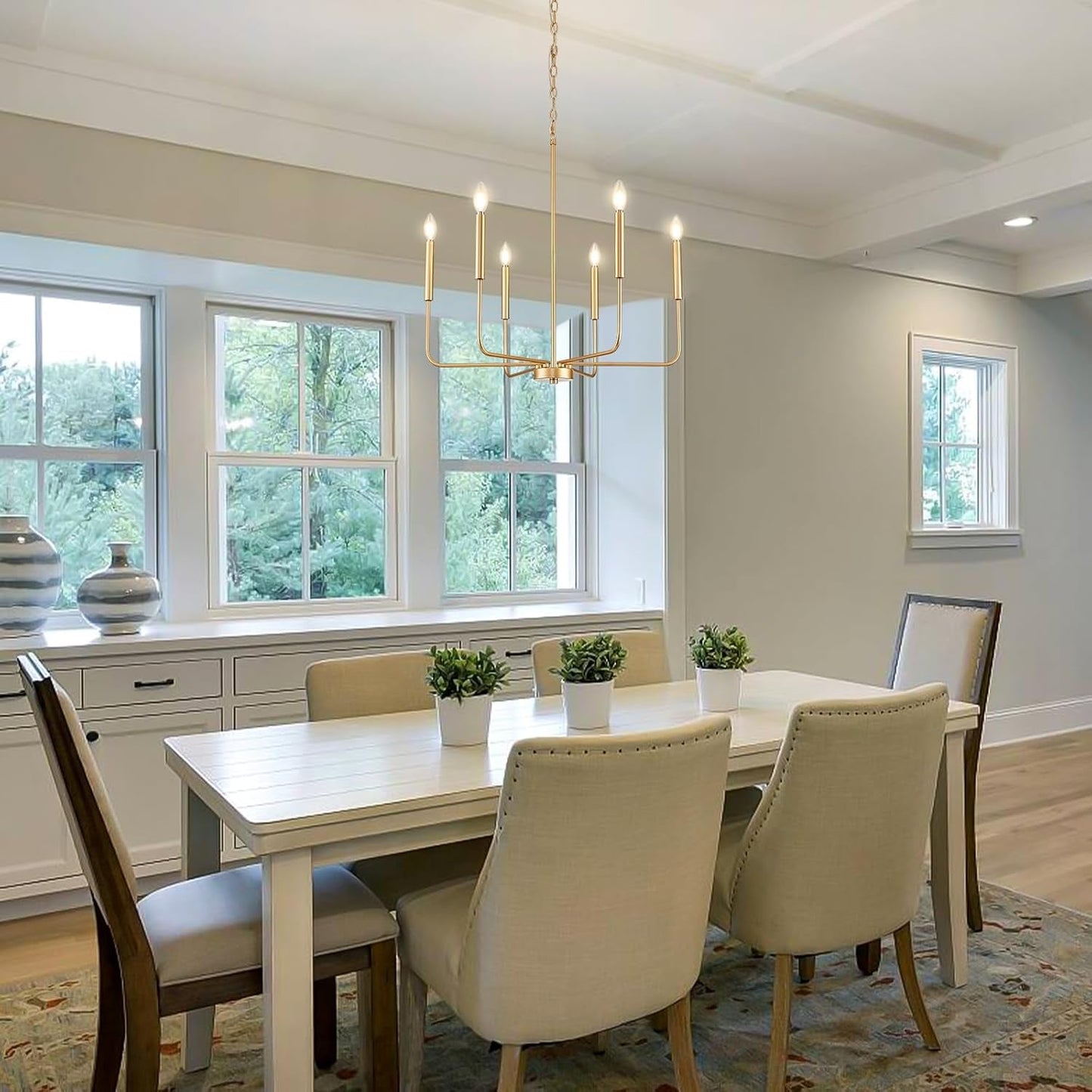 Modern Gold Chandelier for Dining Room,Metal 6-Light Kitchen Light - Festival Furnish