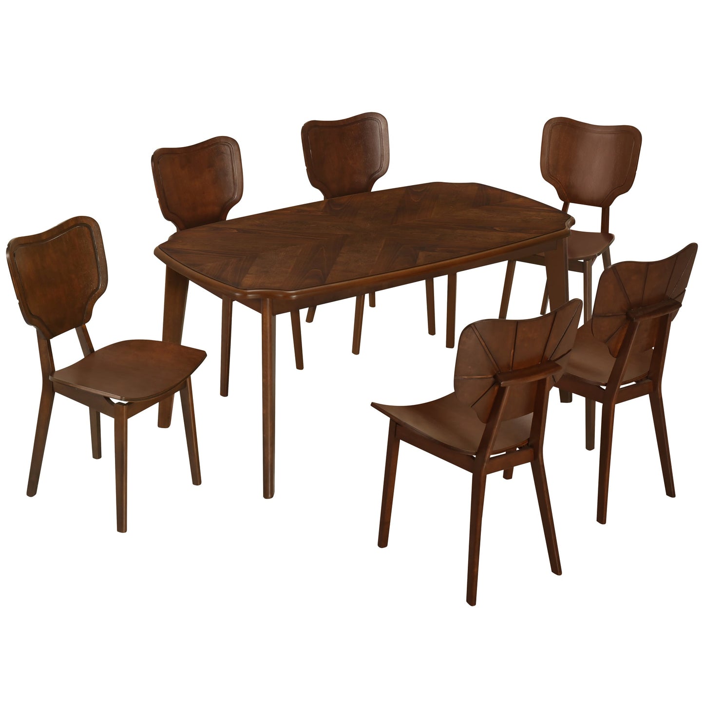 Vintage 7-Piece Dining Table Set with 6 Dining Chairs,Kitchen Table - Festival Furnish