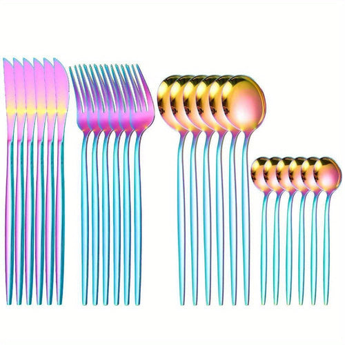 24Piece Gold Stainless Steel Portuguese Flatware Set