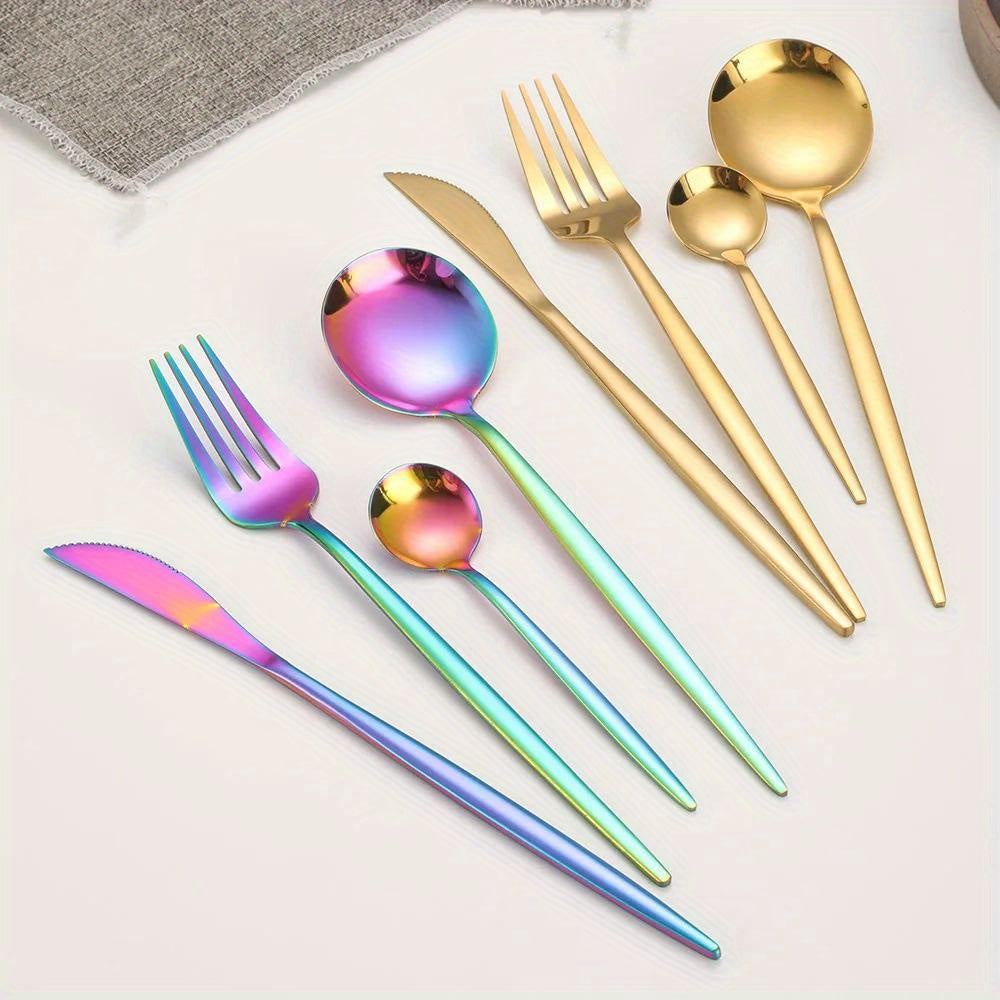 24Piece Gold Stainless Steel Portuguese Flatware Set