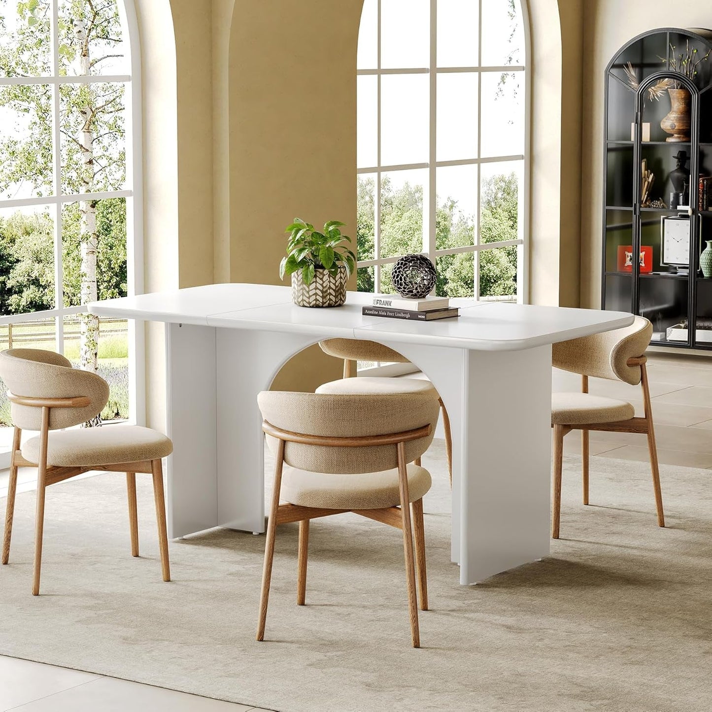 63-Inch Dining Table for 4-6 People, Large Kitchen Dinner Table with - Festival Furnish
