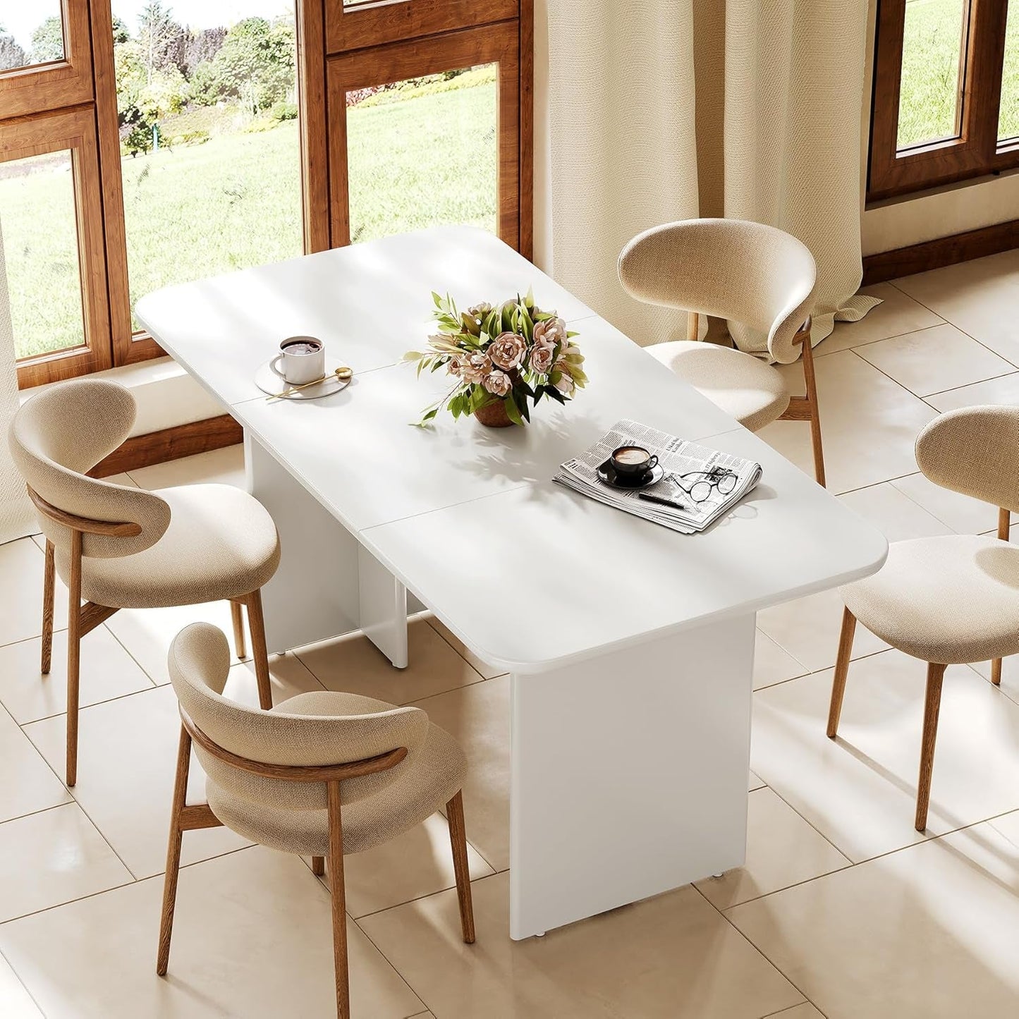 63-Inch Dining Table for 4-6 People, Large Kitchen Dinner Table with - Festival Furnish