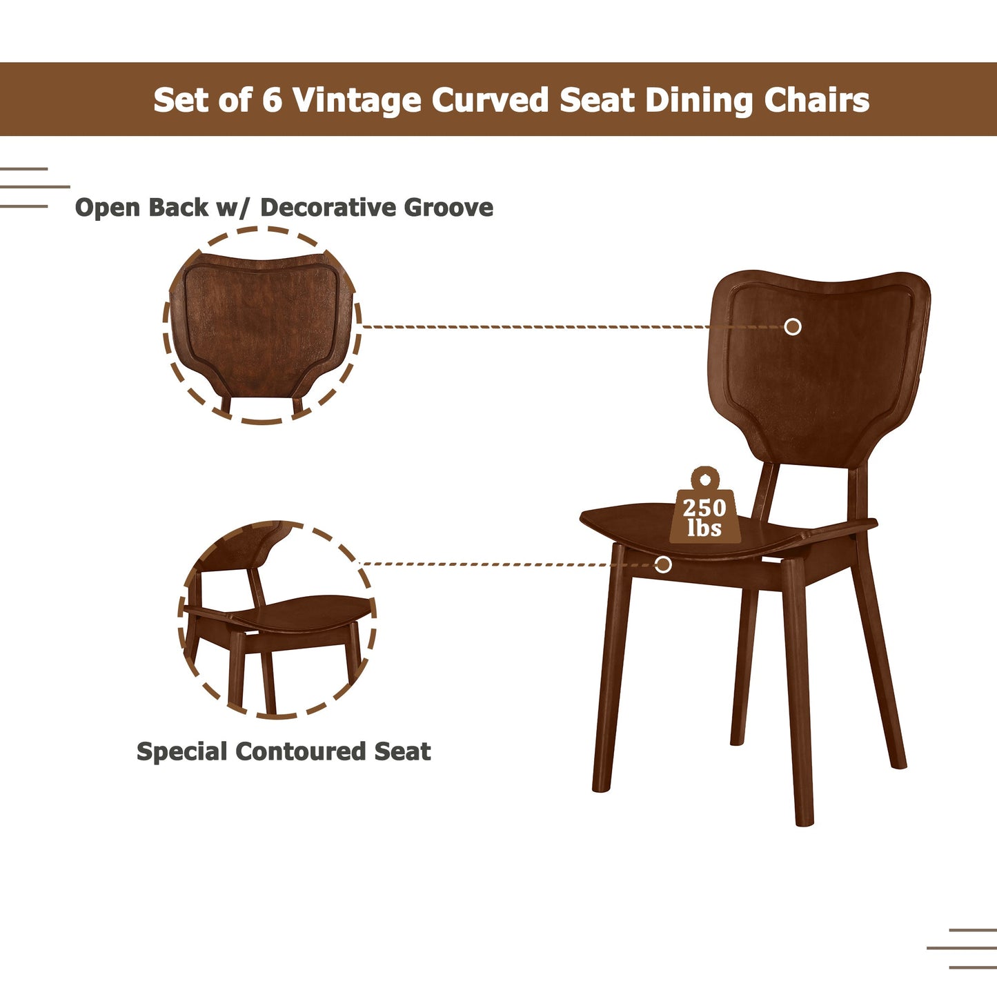 Vintage 7-Piece Dining Table Set with 6 Dining Chairs,Kitchen Table - Festival Furnish