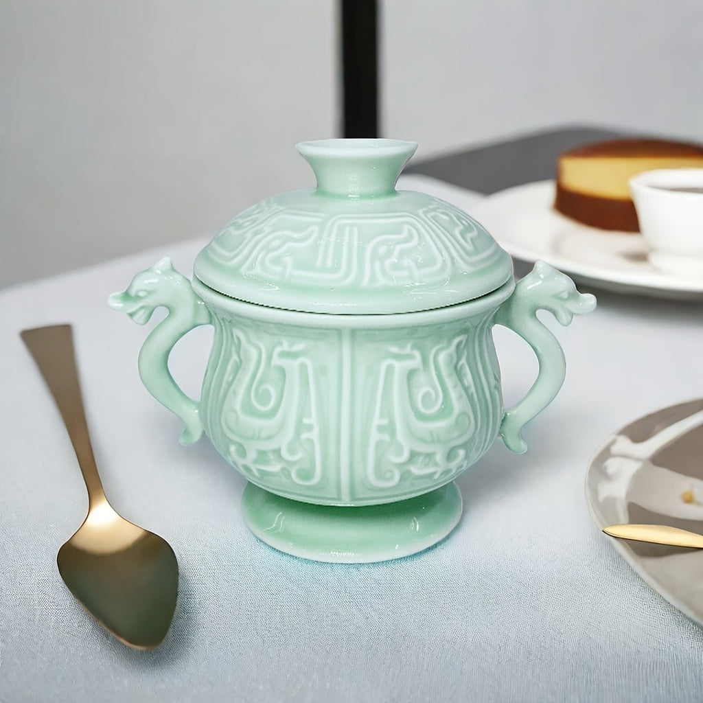 Artisanal Celadon Ceramic Stew Pot with Lid 250ml