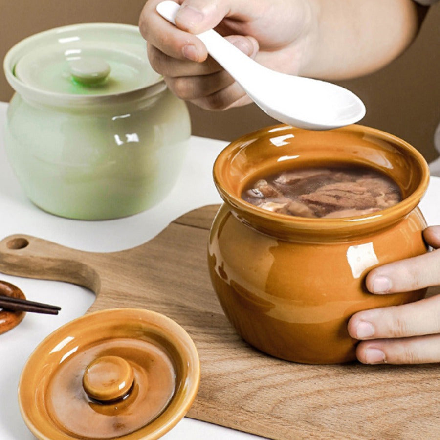 Large Ceramic Soup Pot with Lid HeatResistant Hand Wash Only