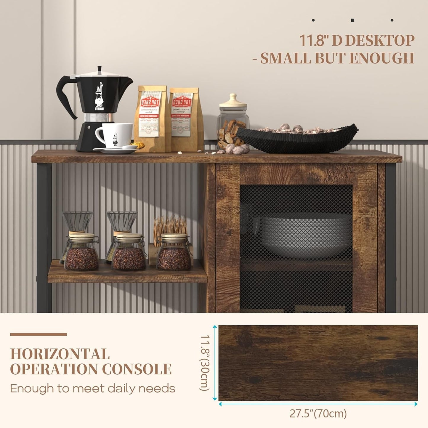 Mini Coffee Bar Cabinet with Storage, 27.5'' Small Kitchen Bar Table, - Festival Furnish