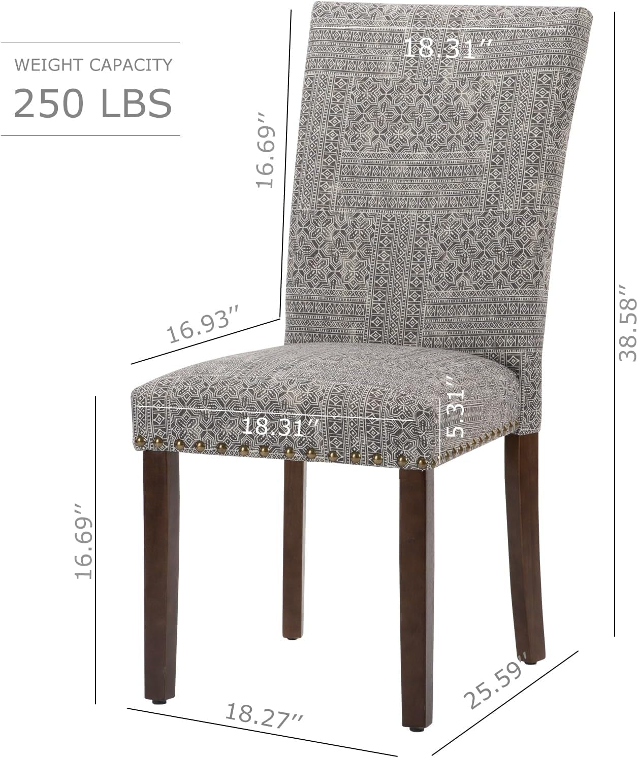 Upholstered Parsons Dining Chairs Set of 4, Fabric Dining Room Kitchen