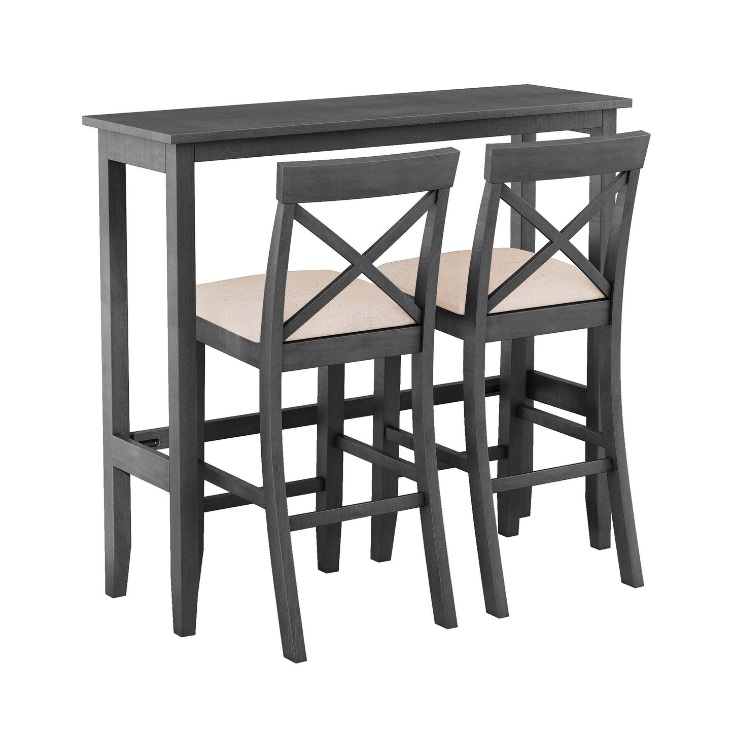 Farmhouse 48"Rectangular Wood Bar Height Dining Set Kitchen Breakfast - Festival Furnish