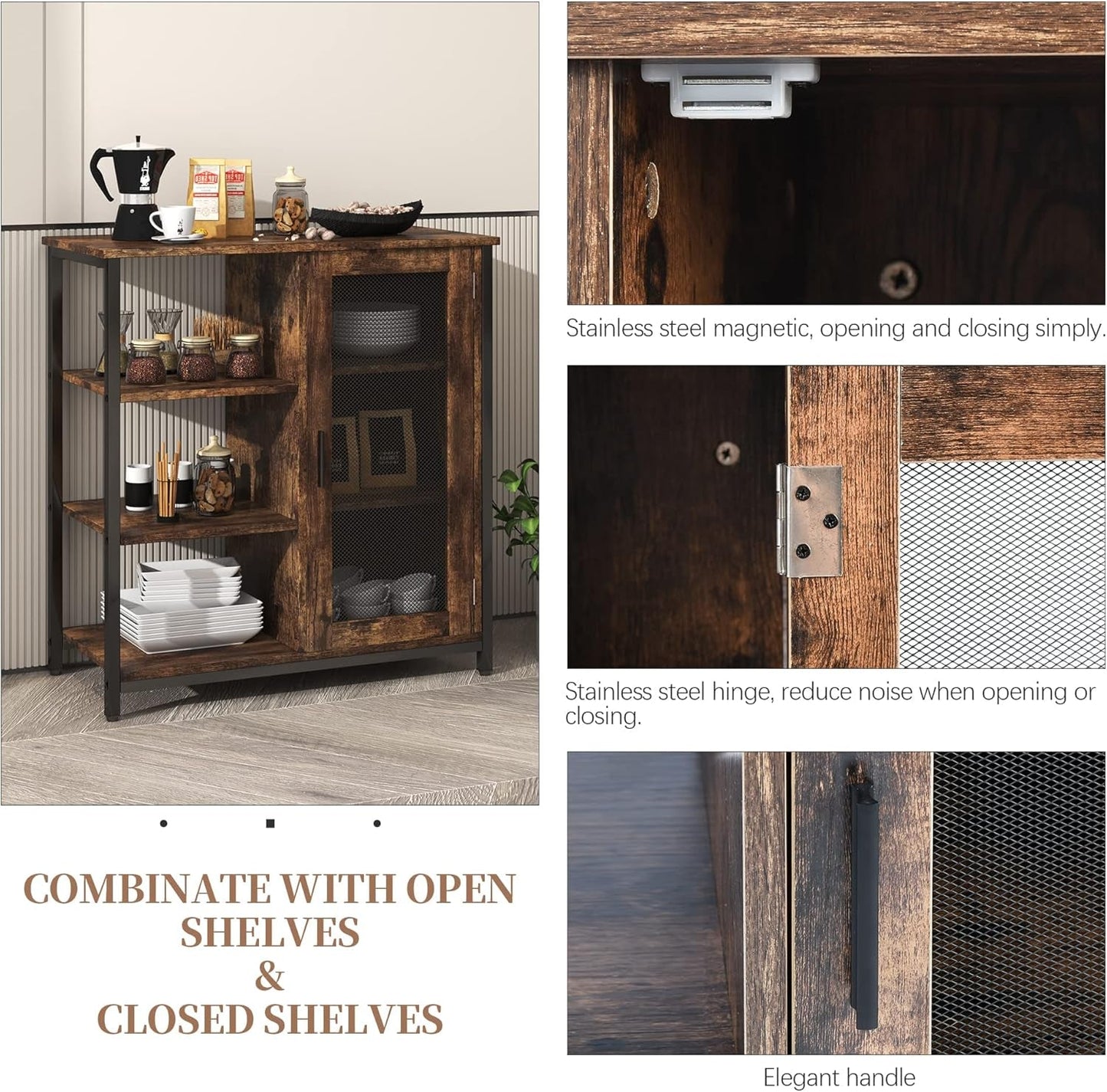 Mini Coffee Bar Cabinet with Storage, 27.5'' Small Kitchen Bar Table, - Festival Furnish