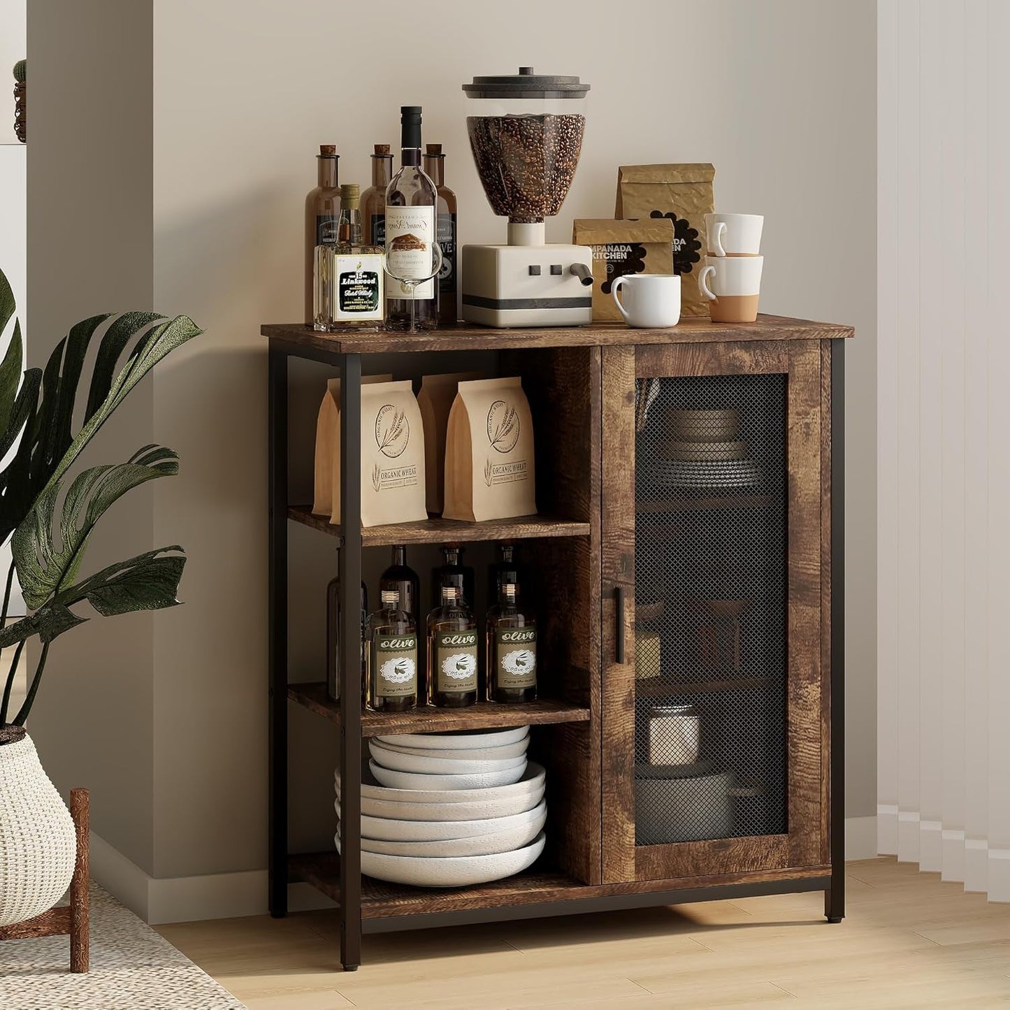Mini Coffee Bar Cabinet with Storage, 27.5'' Small Kitchen Bar Table, - Festival Furnish