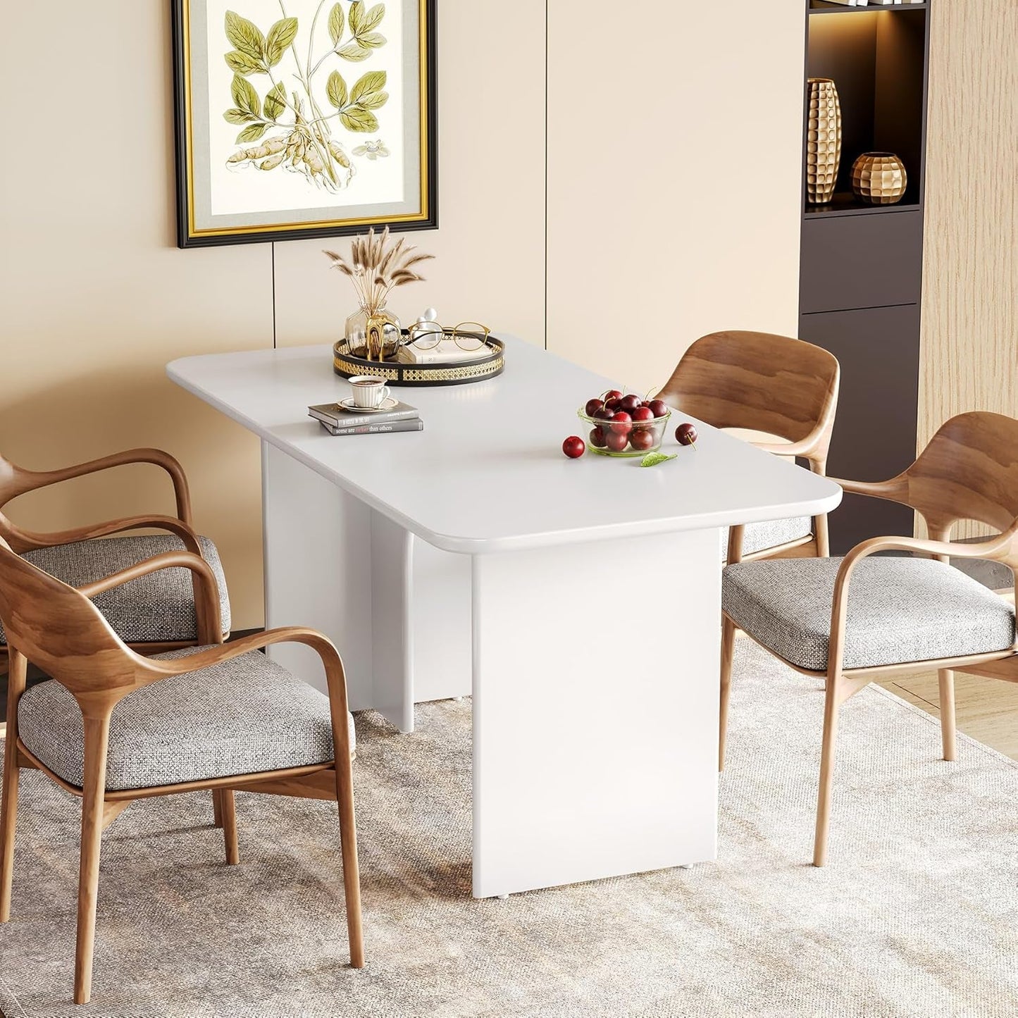 63-Inch Dining Table for 4-6 People, Large Kitchen Dinner Table with - Festival Furnish