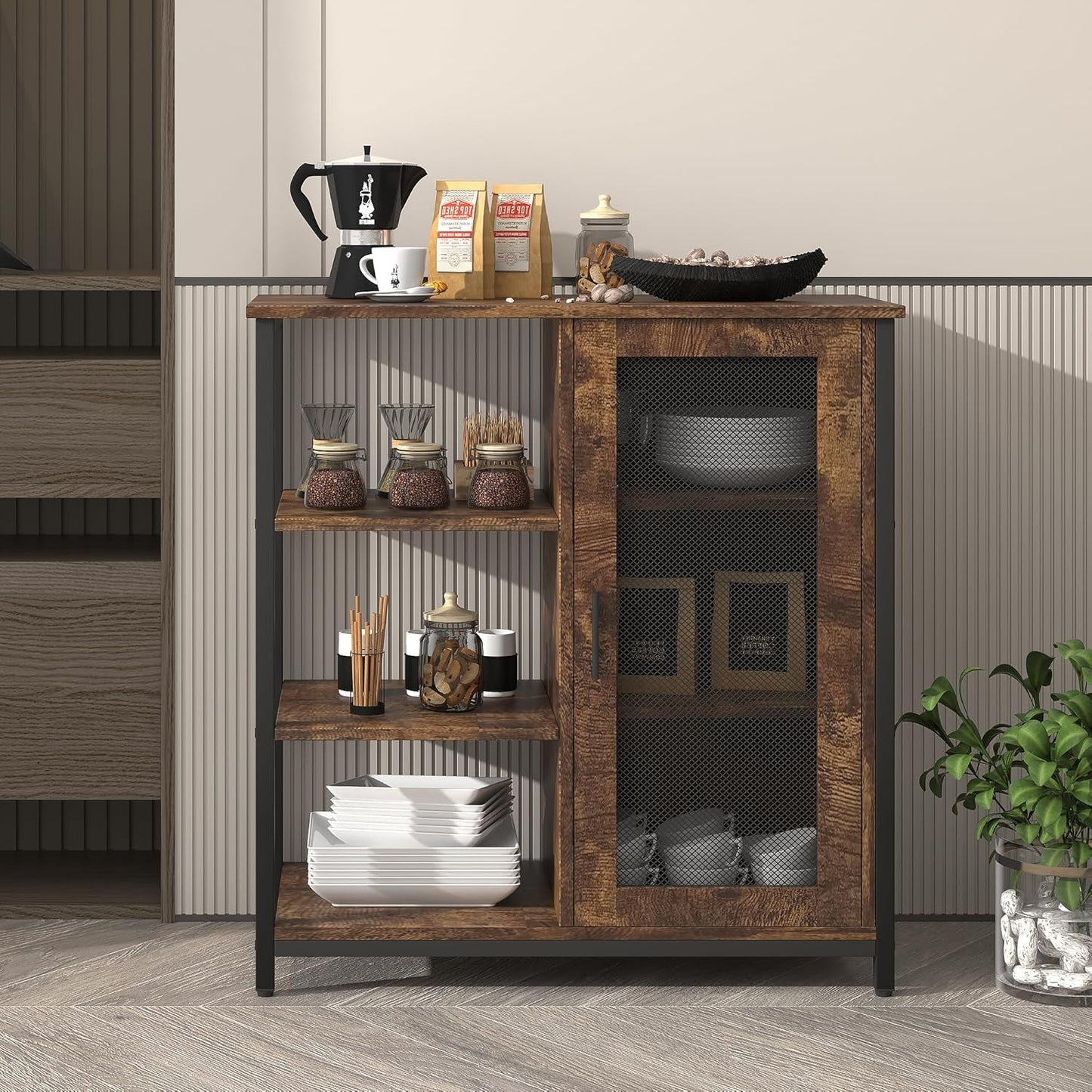 Mini Coffee Bar Cabinet with Storage, 27.5'' Small Kitchen Bar Table, - Festival Furnish