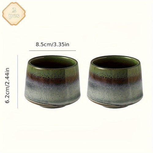 Set of 2 Japanese Kiln Ceramic Mugs 76oz Gradient Design