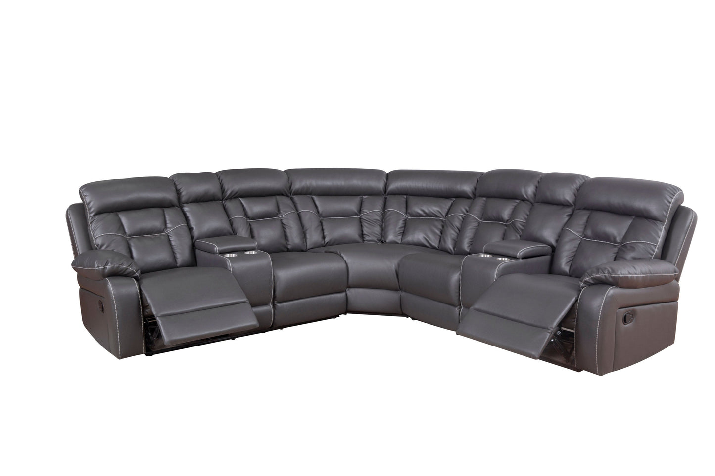 Faux Leather Reclining Sofa Grey - Festival Furnish
