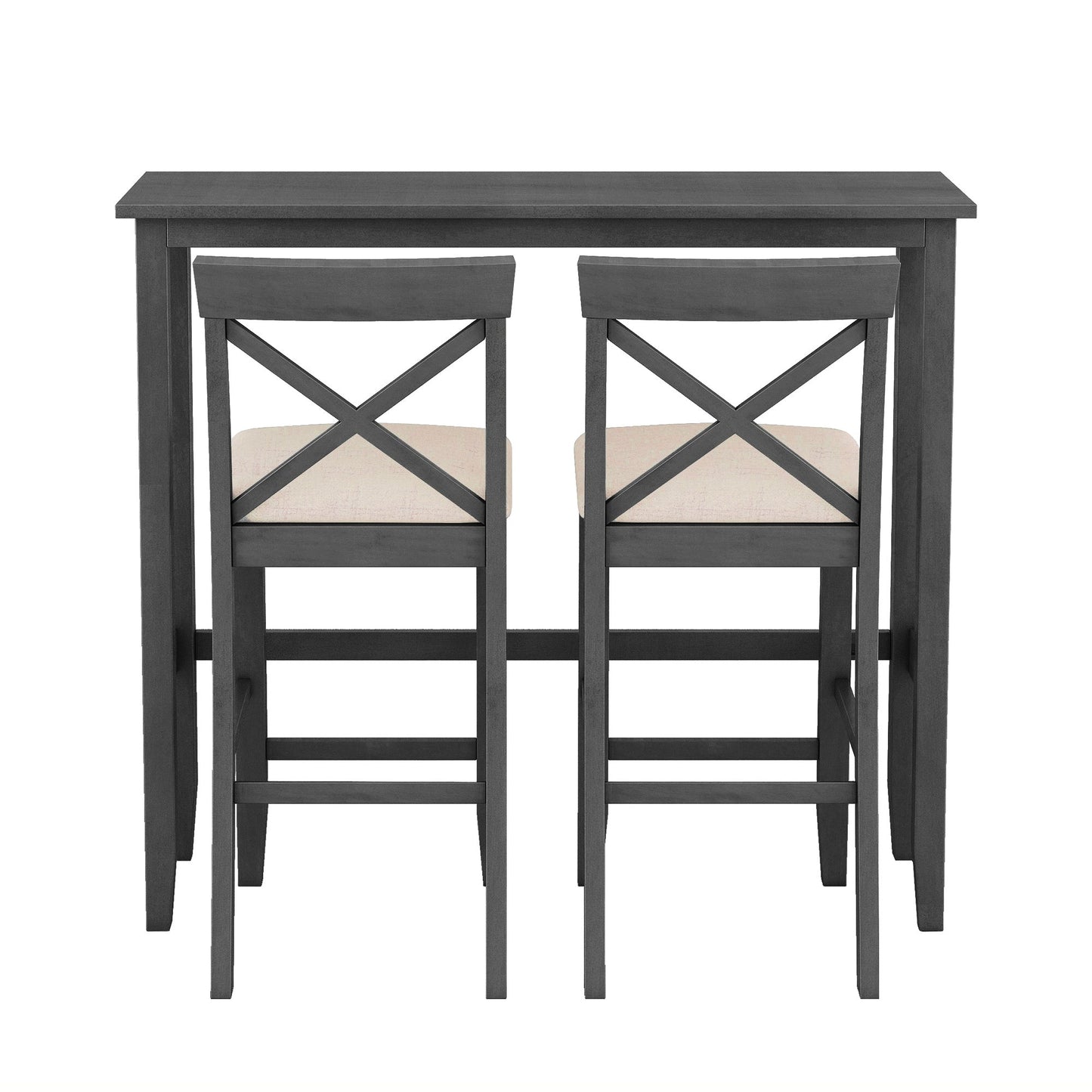 Farmhouse 48"Rectangular Wood Bar Height Dining Set Kitchen Breakfast - Festival Furnish