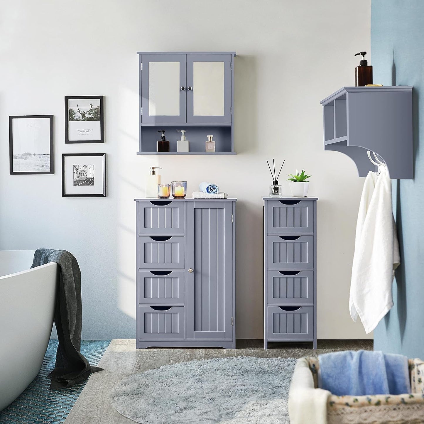 Bathroom Floor Cabinet, Freestanding Storage Organizer Unit Kitchen - Festival Furnish