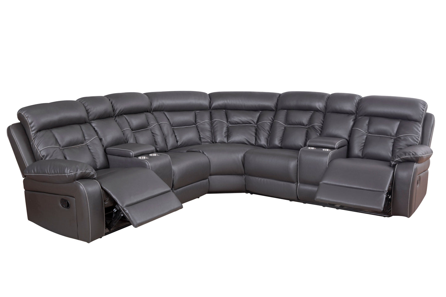 Faux Leather Reclining Sofa Grey - Festival Furnish