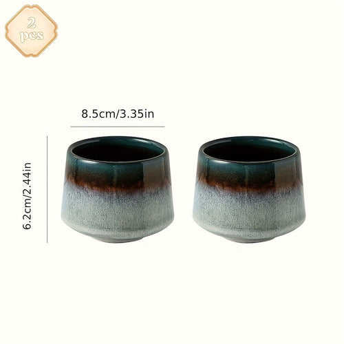 Set of 2 Japanese Kiln Ceramic Mugs 76oz Gradient Design