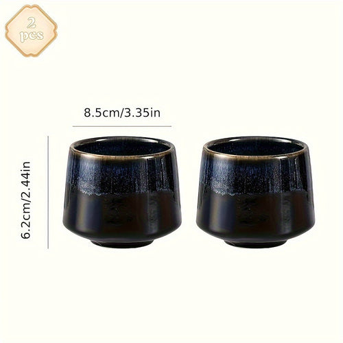 Set of 2 Japanese Kiln Ceramic Mugs 76oz Gradient Design