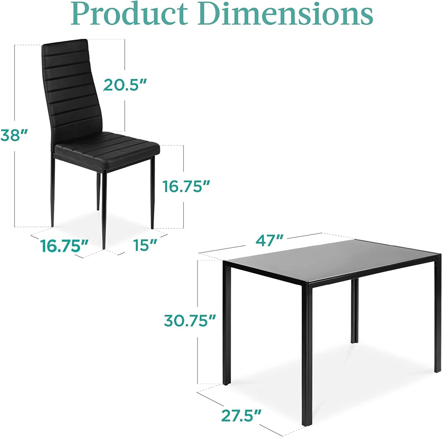 5-Piece Kitchen Dining Table Set for Dining Room - Festival Furnish