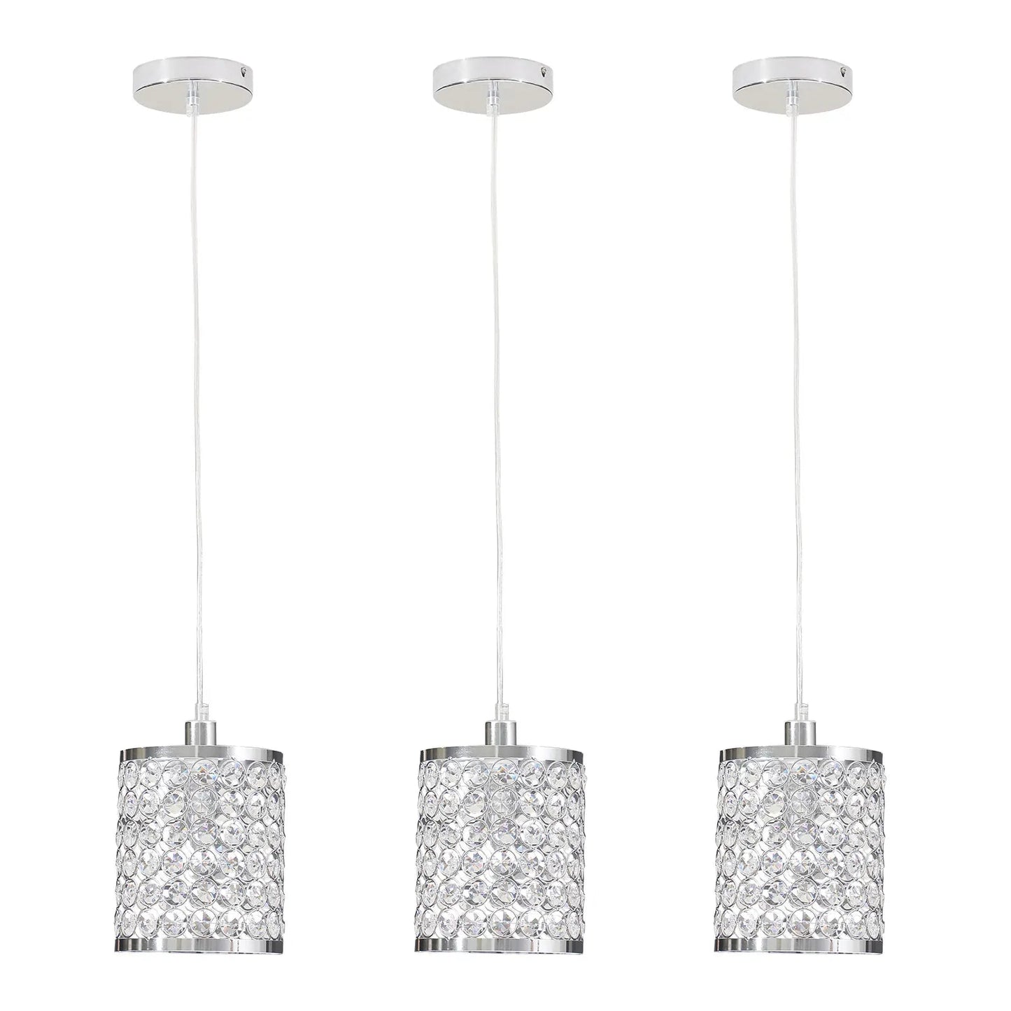 Crystal Pendant Light Modern Kitchen Island Lighting Adjustable White - Festival Furnish