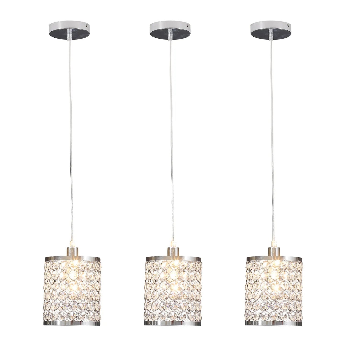 Crystal Pendant Light Modern Kitchen Island Lighting Adjustable White - Festival Furnish