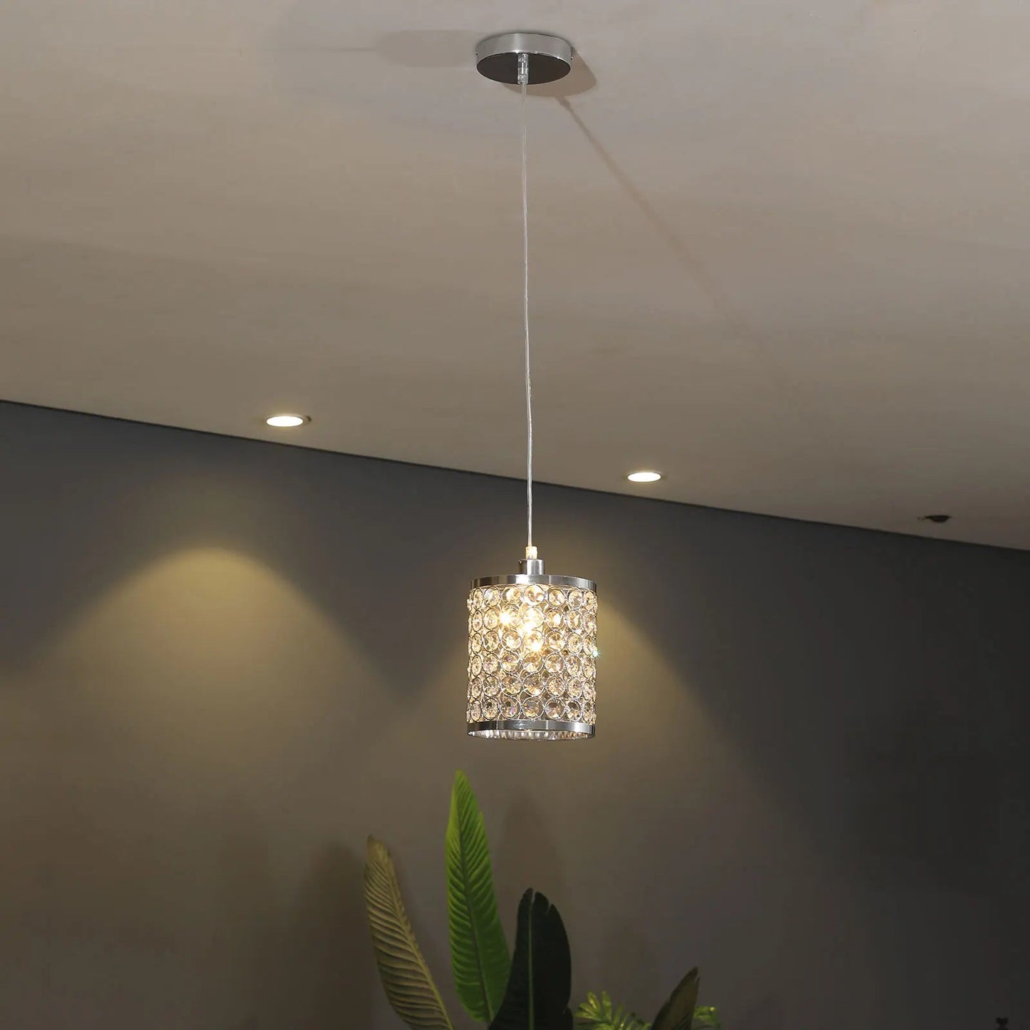 Crystal Pendant Light Modern Kitchen Island Lighting Adjustable White - Festival Furnish