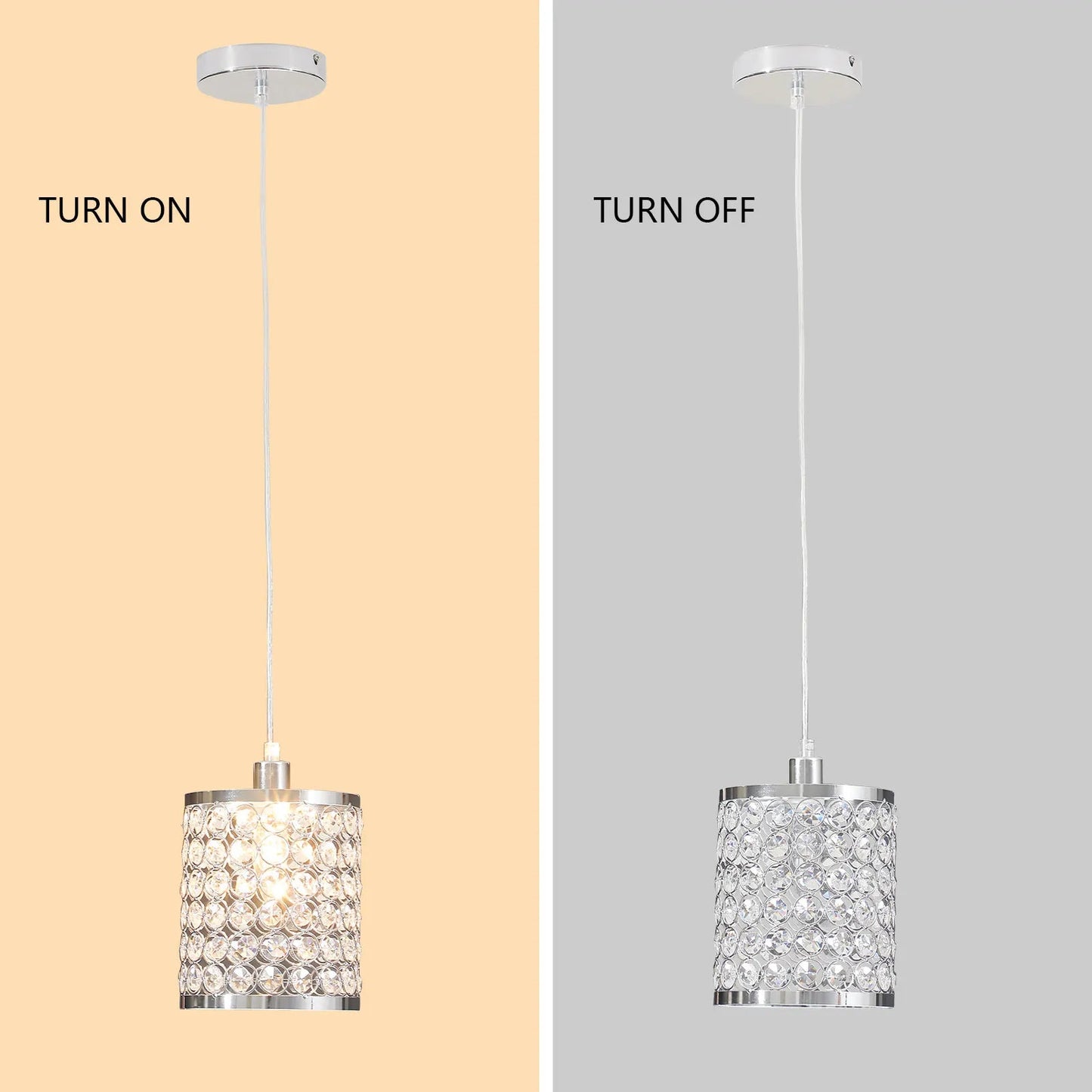 Crystal Pendant Light Modern Kitchen Island Lighting Adjustable White - Festival Furnish