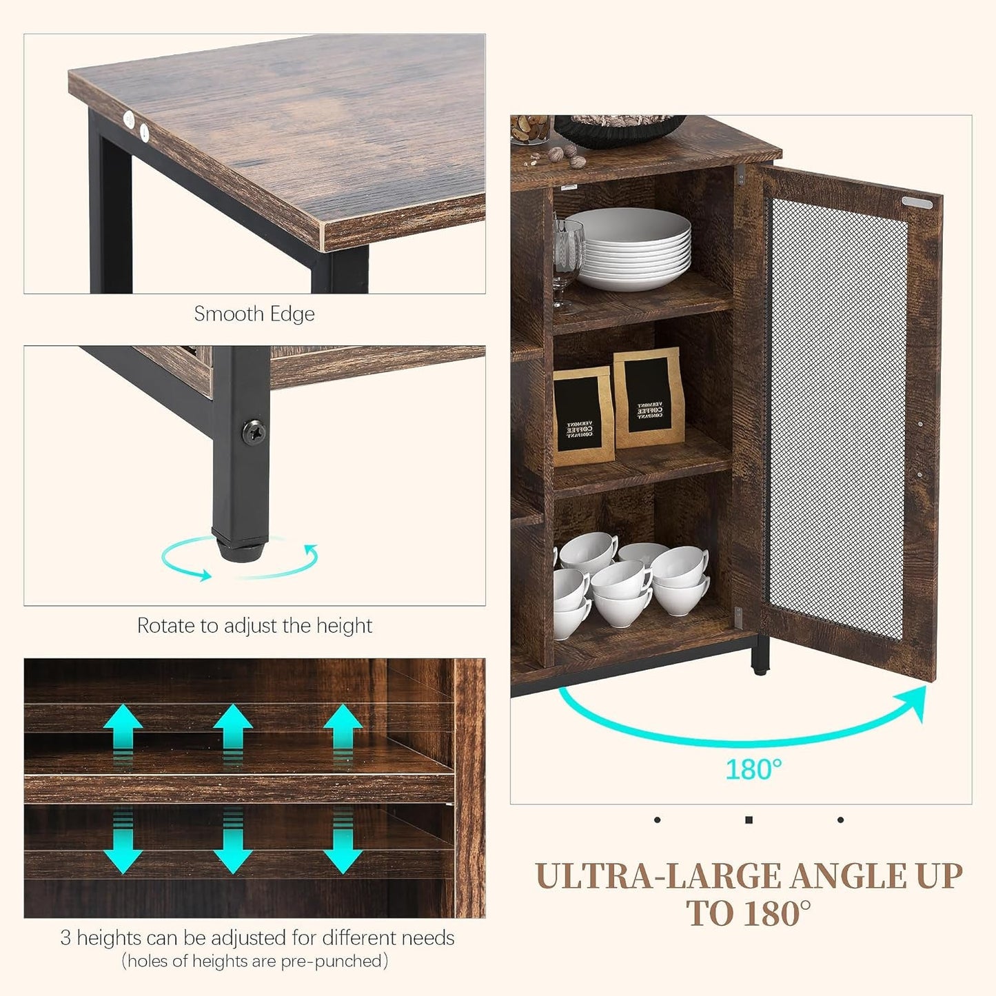 Mini Coffee Bar Cabinet with Storage, 27.5'' Small Kitchen Bar Table, - Festival Furnish