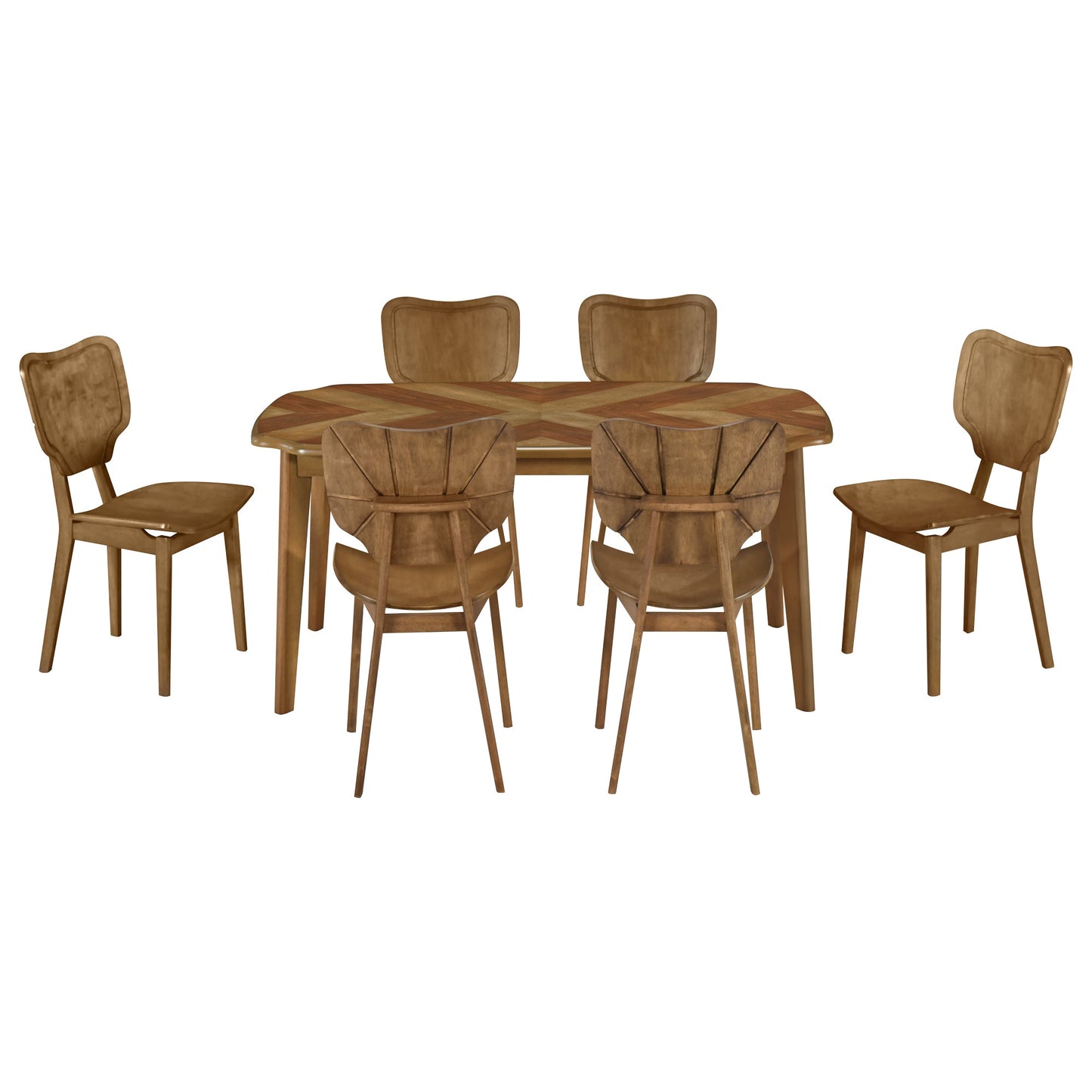 Vintage 7-Piece Dining Table Set with 6 Dining Chairs,Kitchen Table - Festival Furnish