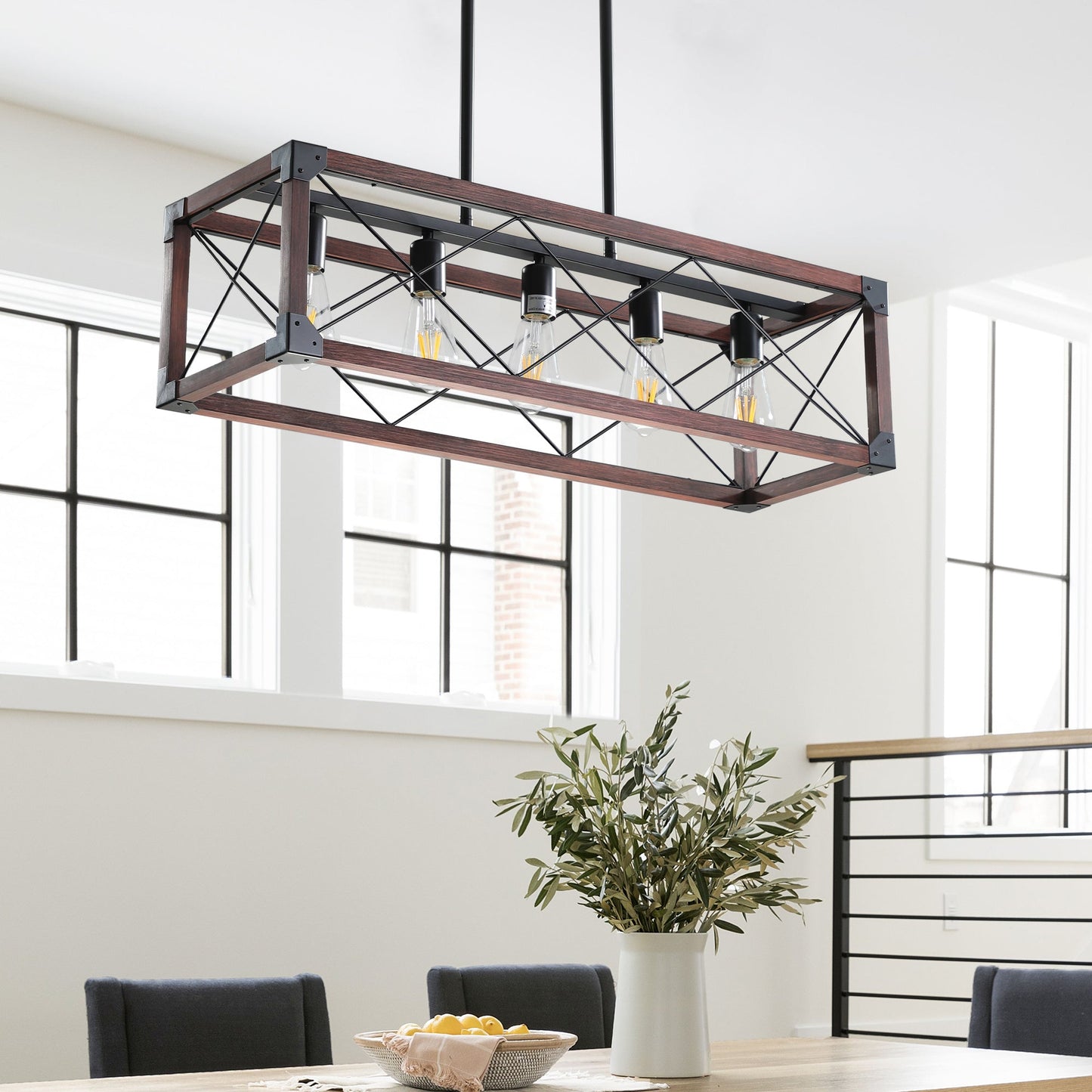 5-Light Retro Farmhouse Chandelier For Kitchen, Living room, Dining - Festival Furnish
