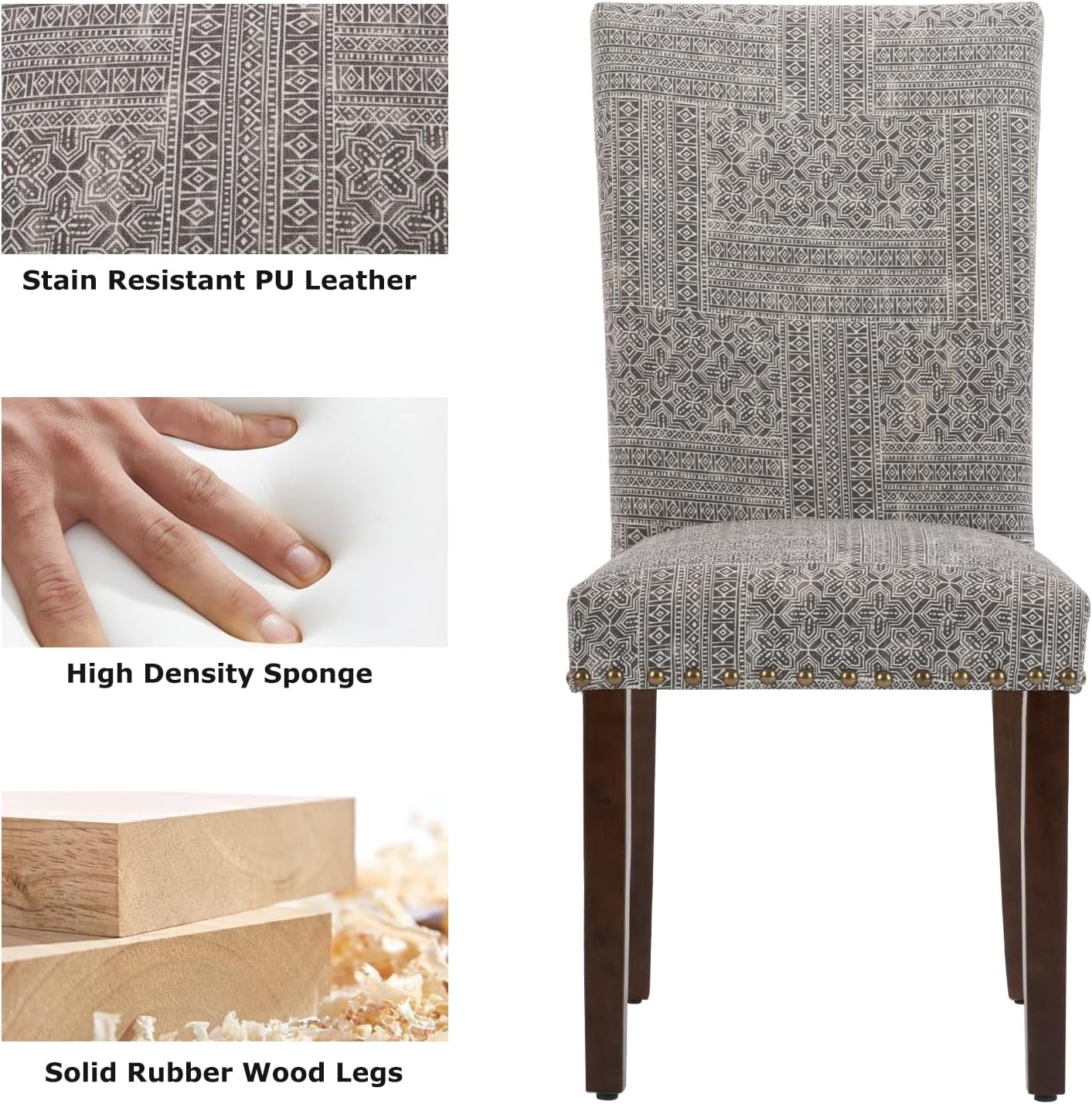 Upholstered Parsons Dining Chairs Set of 4, Fabric Dining Room Kitchen