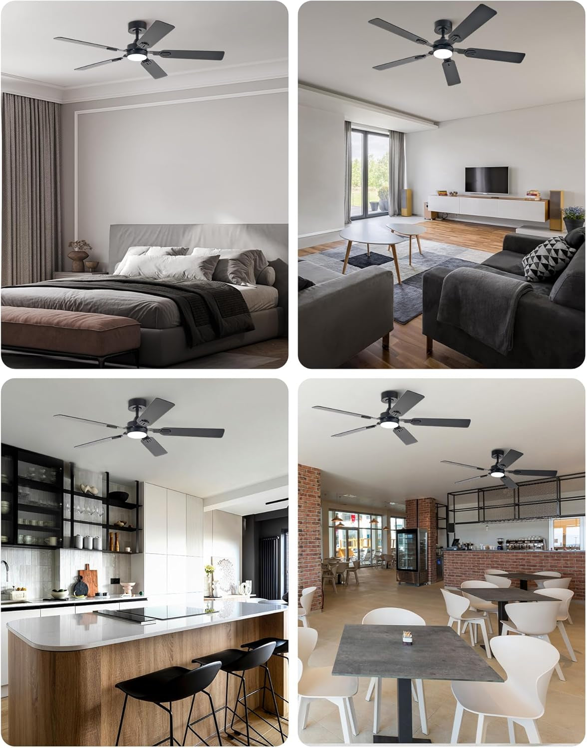 Ceiling Fans with Lights and Remote, 52" Ceiling Fan with 5 Blades,