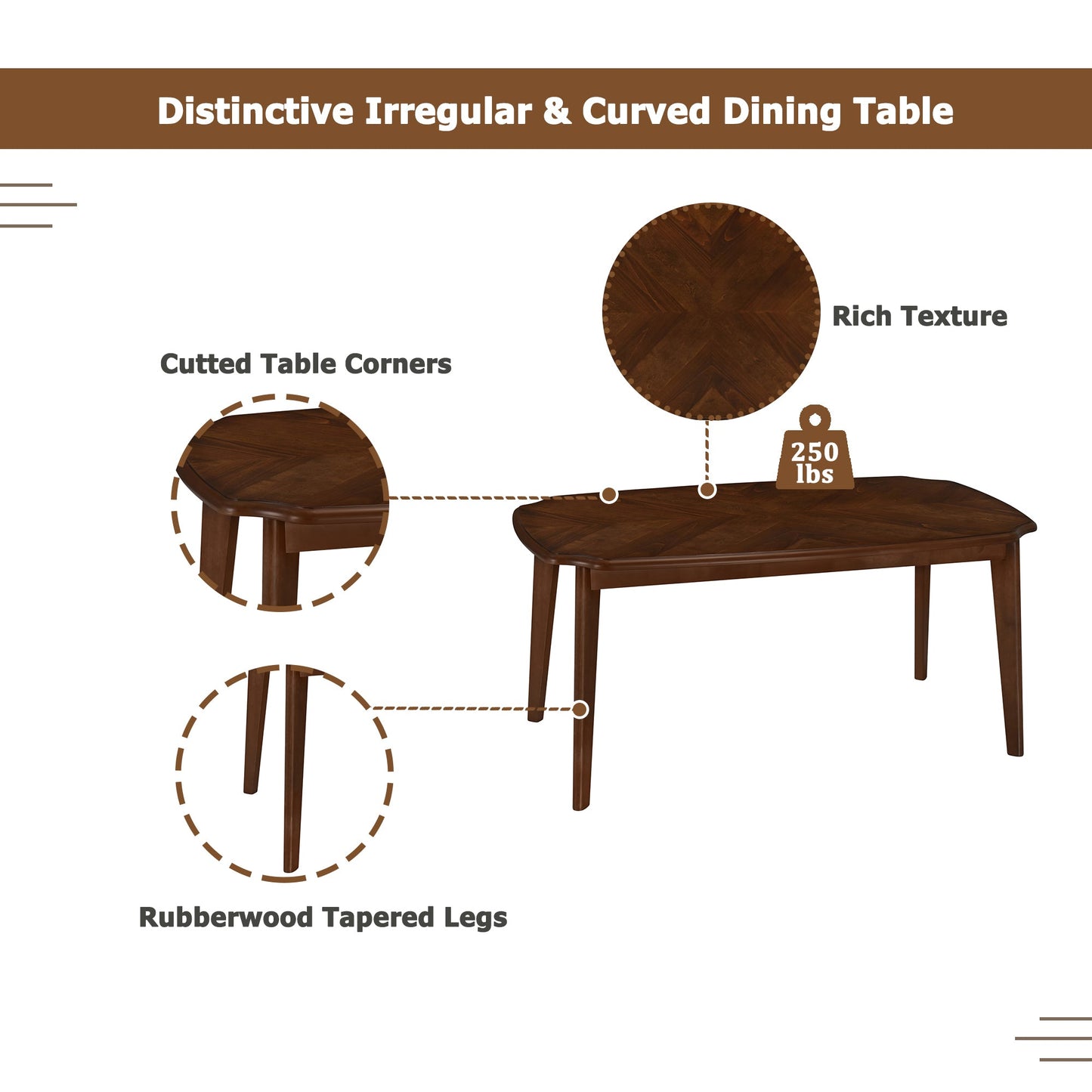 Vintage 7-Piece Dining Table Set with 6 Dining Chairs,Kitchen Table - Festival Furnish