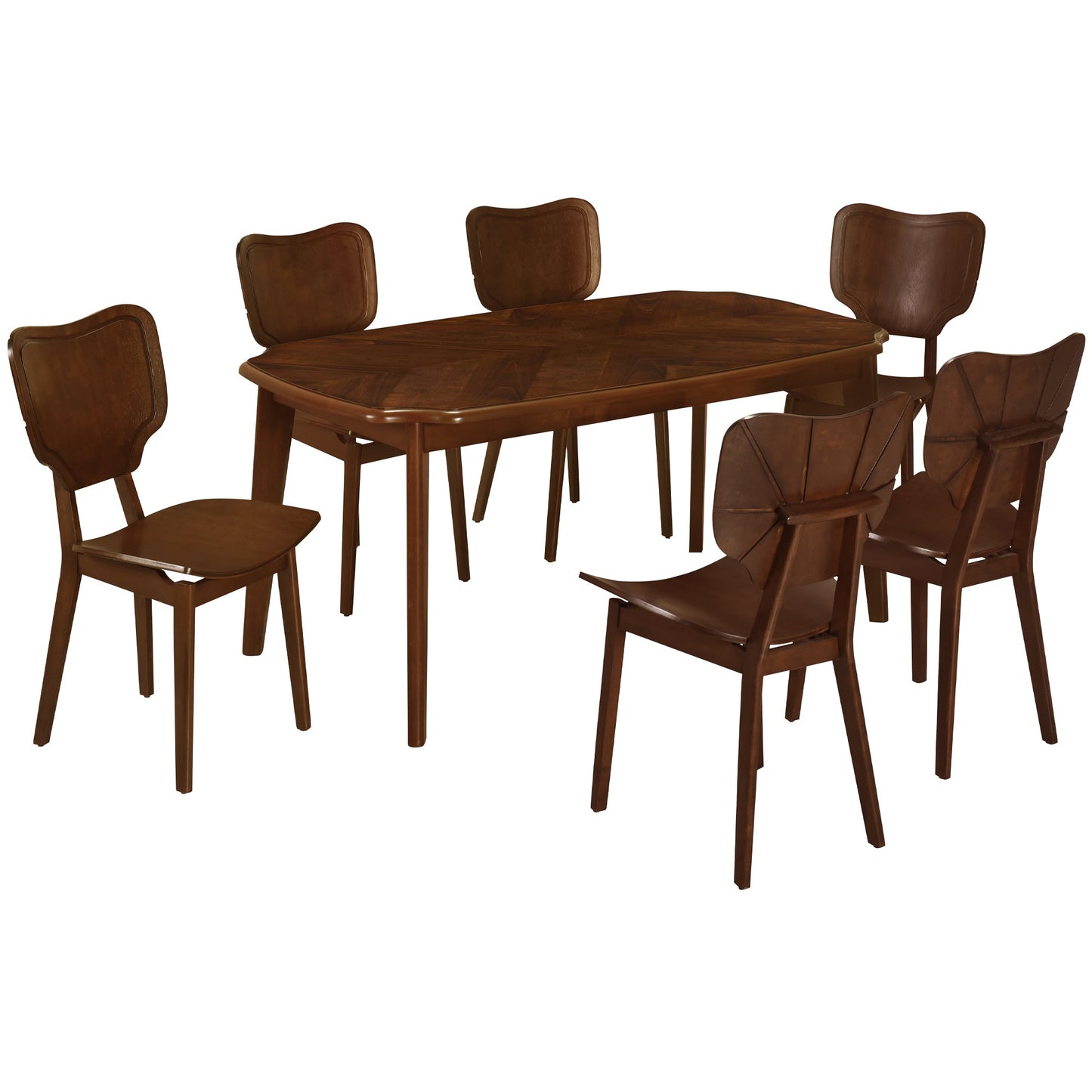 Vintage 7-Piece Dining Table Set with 6 Dining Chairs,Kitchen Table - Festival Furnish