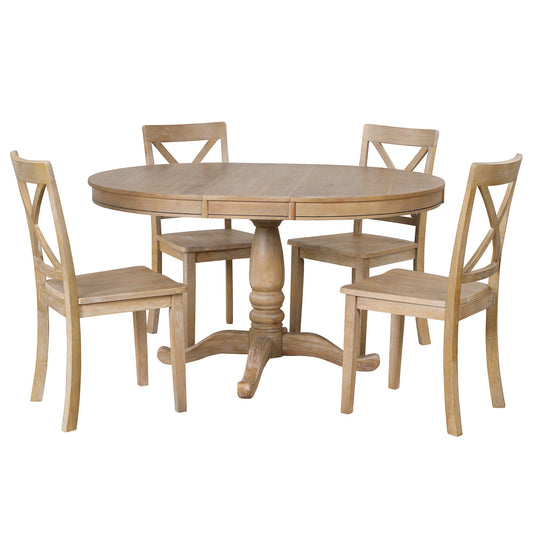 Modern Dining Table Set for 4,Round Table and 4 Kitchen Room Chairs,5 - Festival Furnish