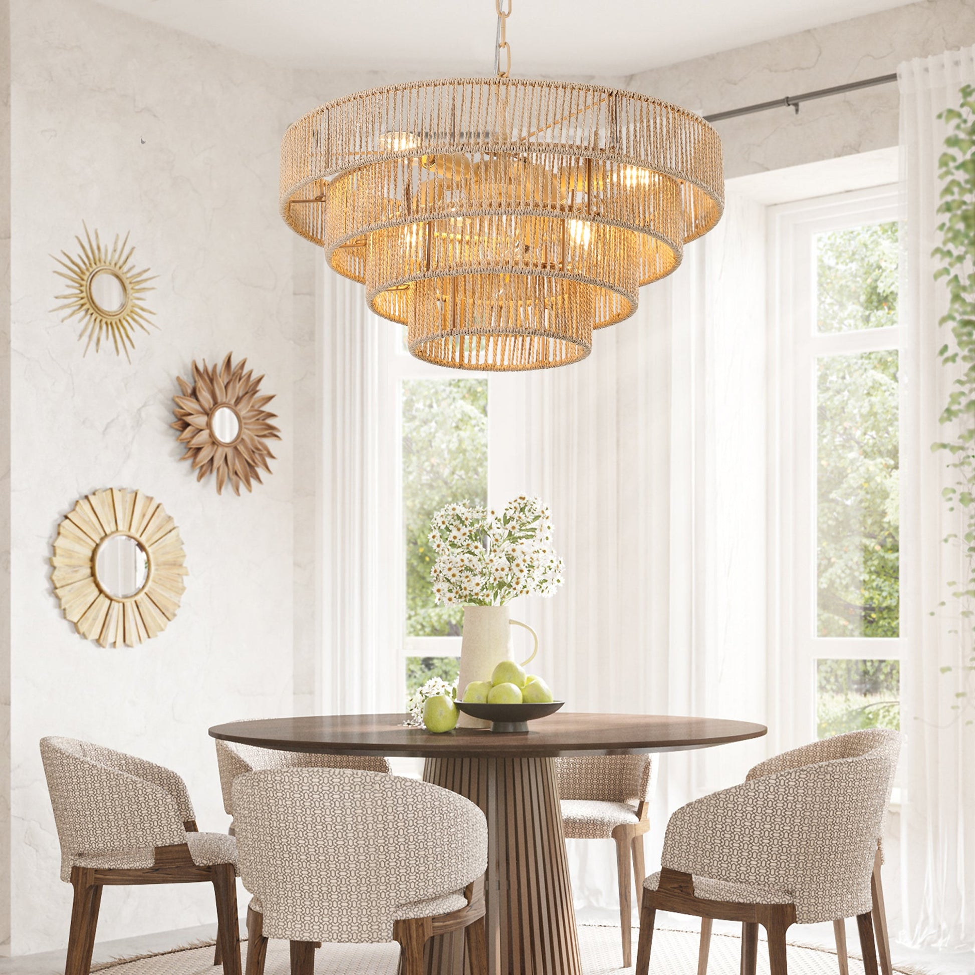 Bohemian style Woven Pendant Light 19.7 Inch Rattan Ligh Large Rattan - Festival Furnish