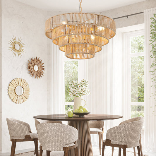 Bohemian style Woven Pendant Light 19.7 Inch Rattan Ligh Large Rattan - Festival Furnish