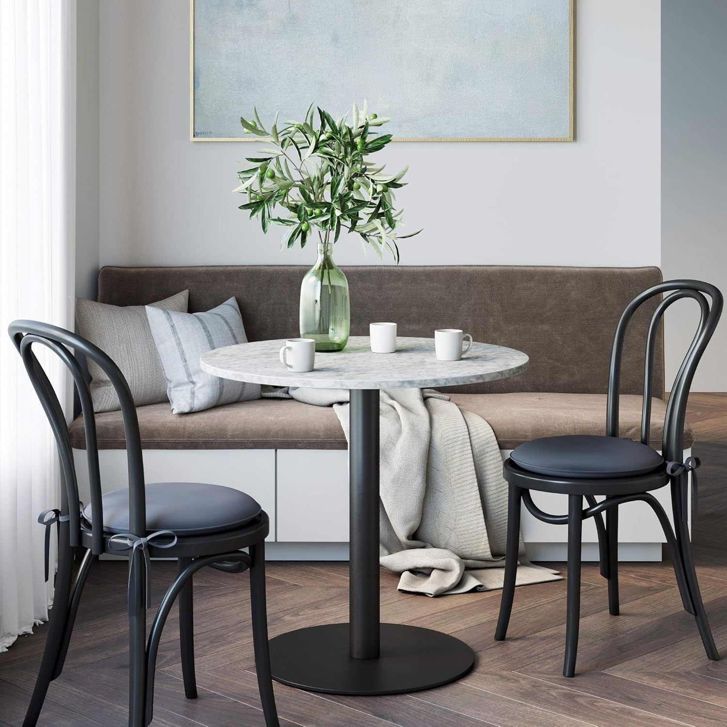 Bistro Lucy Small Mid-Century Modern Kitchen or Dining Table with Faux - Festival Furnish
