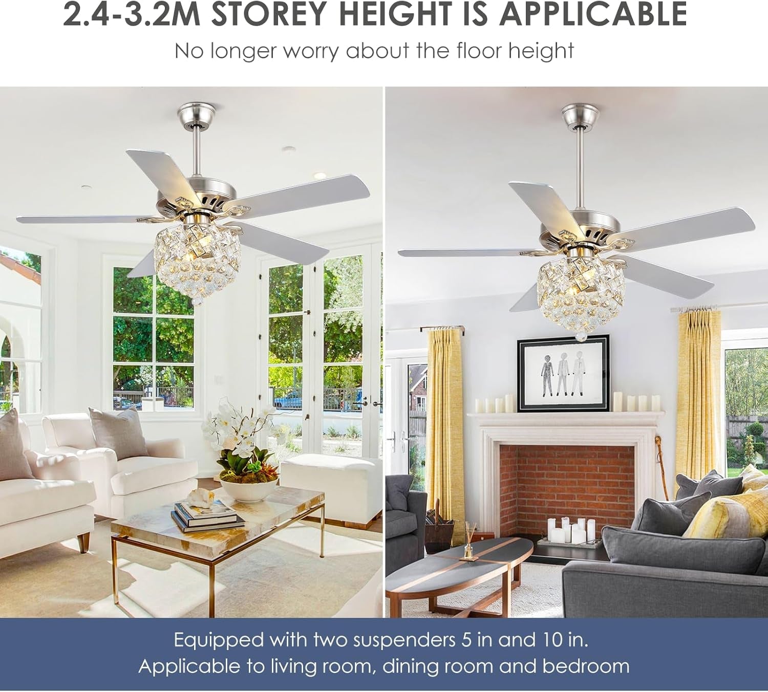 Ceiling Fan Fandelier with Lights-52 Modern Chandelier Fan with - Festival Furnish