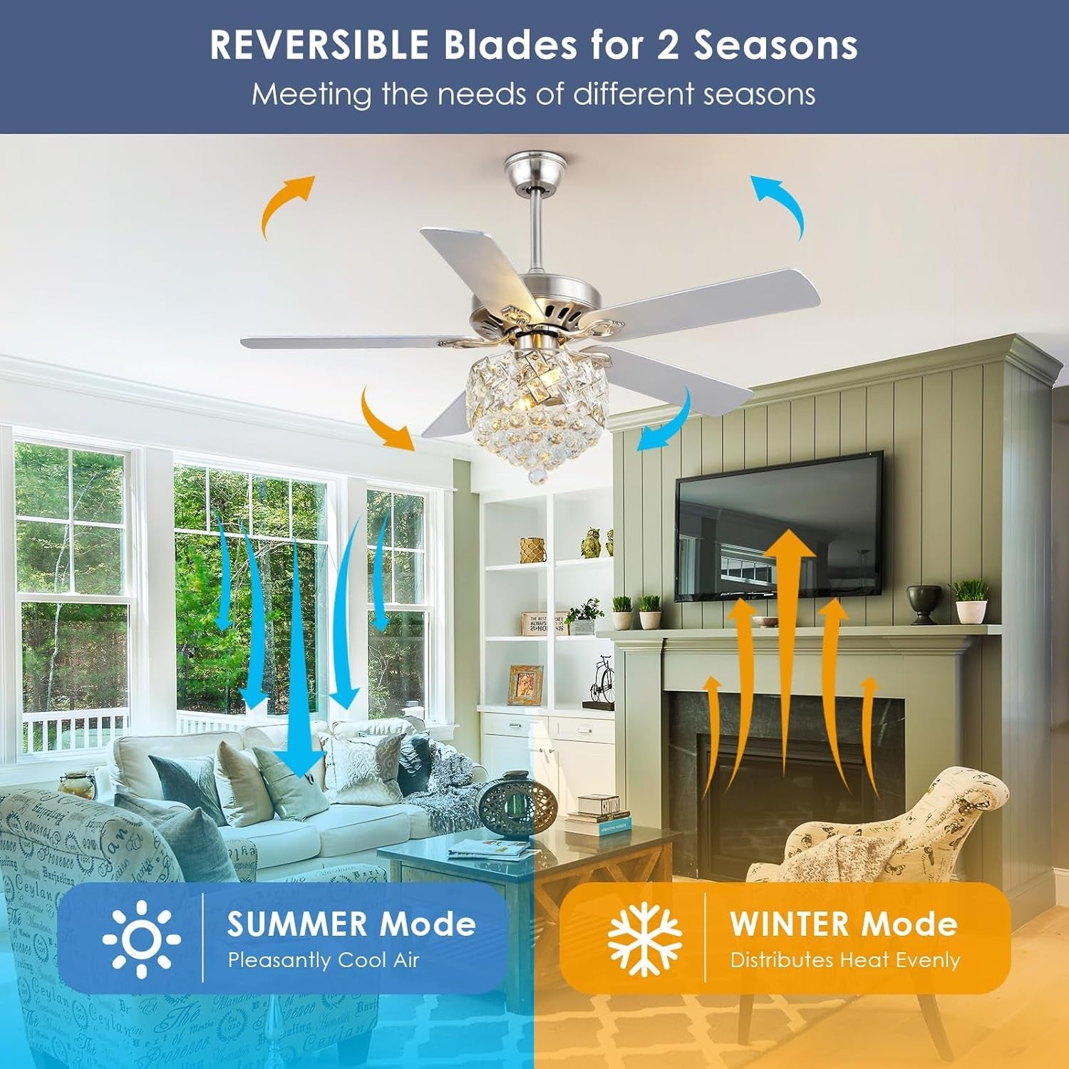 Ceiling Fan Fandelier with Lights-52 Modern Chandelier Fan with - Festival Furnish