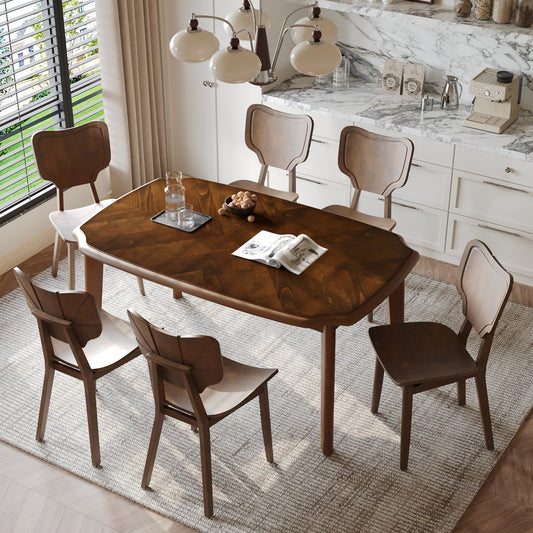 Vintage 7-Piece Dining Table Set with 6 Dining Chairs,Kitchen Table - Festival Furnish