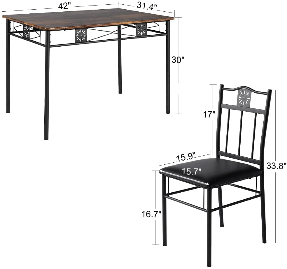 Kitchen Dining Room Table Sets for 4, Retro-Brown - Festival Furnish
