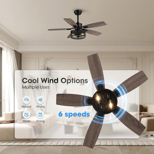42 Inch Ceiling Fans with Lights and Remote Control, Ceiling Fan for