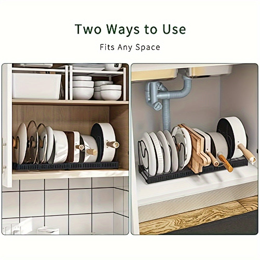 Expandable Multi-purpose Pot Organizer Rack with Adjustable Dividers