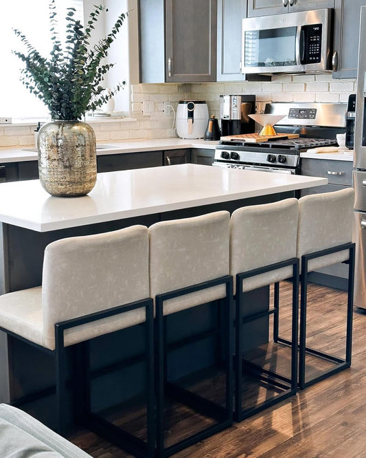 Bar Stools Set of 4 - Counter Height Bar Stool Pu Leather Kitchen - Festival Furnish