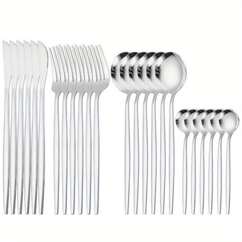24Piece Gold Stainless Steel Portuguese Flatware Set