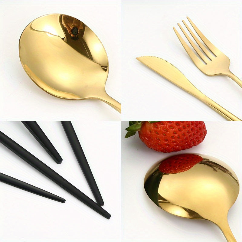 24Piece Gold Stainless Steel Portuguese Flatware Set