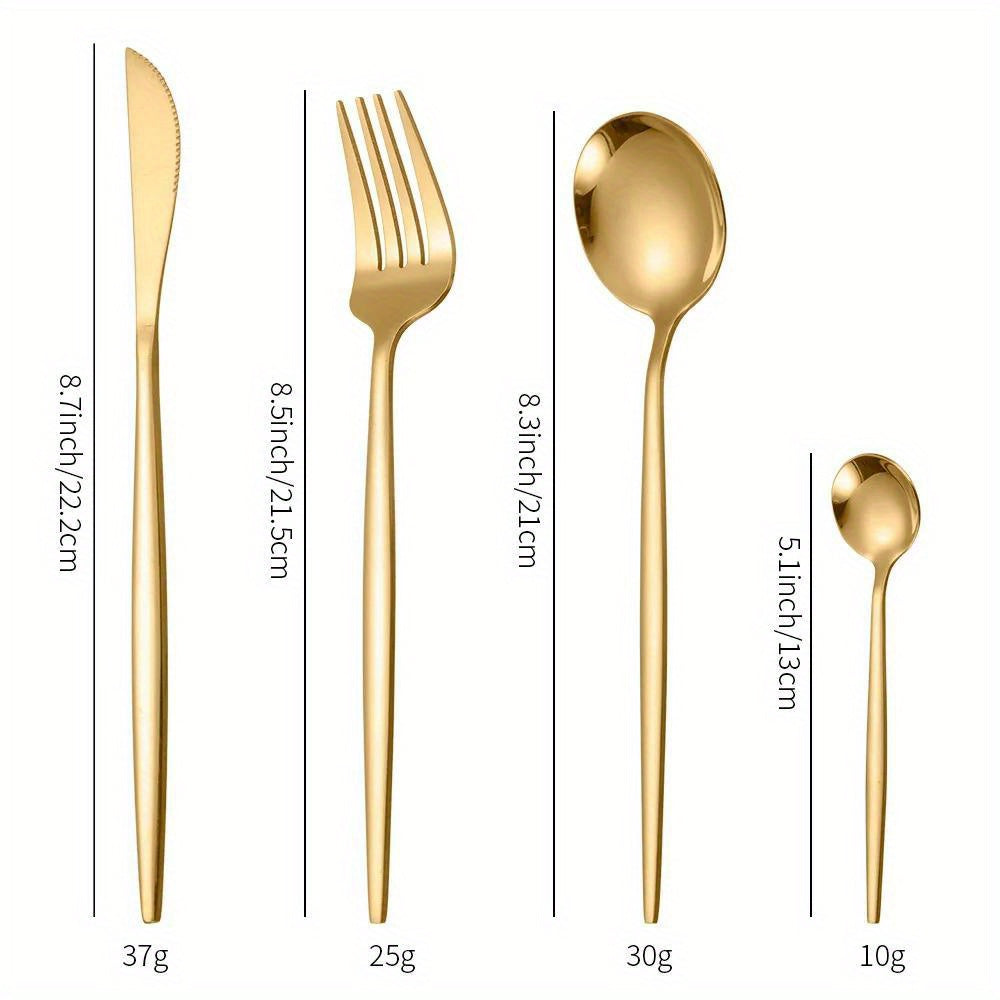 24Piece Gold Stainless Steel Portuguese Flatware Set